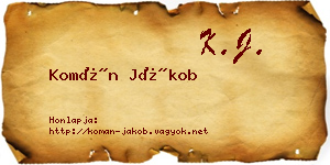 Komán Jákob névjegykártya